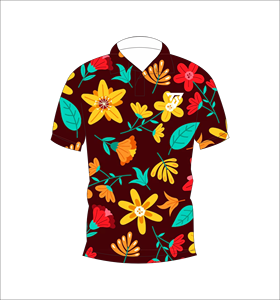 Polo pour homme à imprimé floral rouge foncé, manches courtes, décontracté, pour l'été, pour le golf - Product Image 1