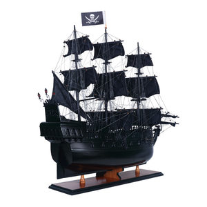 Modèle de bateau pirate en bois de cèdre peint à la main, 80 cm, décoration d'intérieur, décoration côtière, décoration de table, artisanat vietnamien OMH - Product Image 3