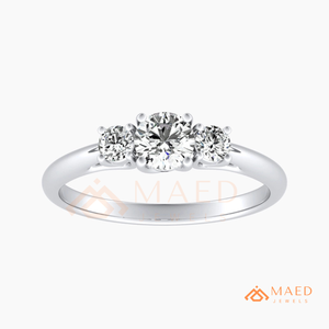 925 Sterling Silver Three <b>Stone</b> Moissanite Engagement Ring Lab Grown Diamond Bridal Jewelry Women USA Luxe - Product Image 5