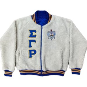 เสื้อแจ็คเก็ตบอมเบอร์ Sigma Gamma Rho ปักลายเชนิลล์ เสื้อผ้าสำหรับชมรมนักศึกษากรีก เสื้อโค้ทกันหนาวคุณภาพพรีเมียมสำหรับผู้หญิง - Product Image 1