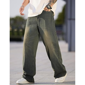 Pantalones Vaqueros Rectos Oversize Vintage de Moda Urbana para Hombre, Ajuste Holgado, Denim Lavado, Estilo Urbano, Lavables - Product Image 2