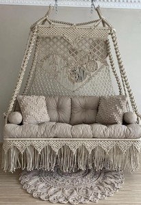 Handmade Macrame <b>Swing</b> Bed: Boho Indoor Outdoor Hanging Chair - Product Image 2