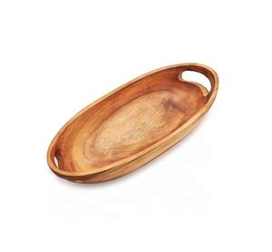 Plateau de service en bois naturel fait main de qualité export, plateau de présentation alimentaire, assiette de table, vente en gros - Product Image 6