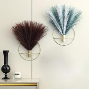 Décoration murale moderne, cadre circulaire en métal, plumes plaquées or, décoration de la maison, style minimaliste - Product Image 1