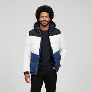 New Arrived Custom Front Stand Collar <b>Waterproof</b> Breathable Canvas Hooded <b>Winter</b> Bomber <b>Jacket</b> Men's Fashionable High Street Hip - Product Image 1
