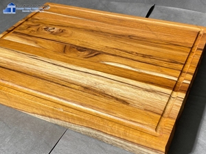 Planche à découper rectangulaire en bois de teck, épaisseur 1,5 cm, durable, pour cuisine, avec poignée pour couteau, sans danger pour les aliments, écologique, compatible lave-vaisselle - Product Image 4