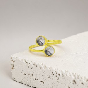 แหวนเพชรเฮอร์คิเมอร์คู่แบบปรับได้ |   สายนาฬิกาทำมือจากควอตซ์ใส - Product Image 1