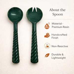 ชุดเสิร์ฟสลัดเรซิ่นธรรมชาติแบบใหม่ พร้อมด้ามจับเรซิ่น ชุดอาหารค่ำสุดทันสมัย ช้อนและส้อมเสิร์ฟสลัดรูปทรงแตร - Product Image 2