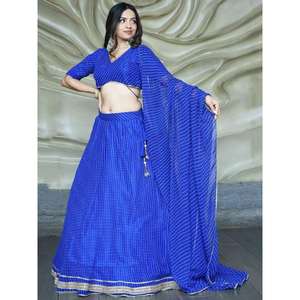 Atractivo azul Laheriya estampado Georgette Lehenga Choli - Product Image 1