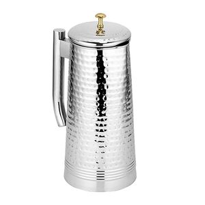 Carafe à eau en acier inoxydable 1800 ml, design martelé, avec couvercle et poignée, pour eau, jus et limonade - Product Image 1