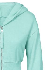 Customized Womens Mint Green Cropped <b>Zip</b> <b>Up</b> <b>Hoodie</b> Slim Fit Long Sleeve Casual Streetwear Fleece Sweatshirt Custom Logo ODM - Product Image 4