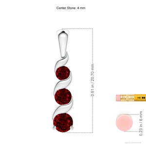 14K <b>Solid</b> <b>Gold</b> Channel-Set Round Cut Ruby Three Gemstone Journey <b>Pendant</b> Link Chain Necklace Party Wear Unique Spiral <b>Pendant</b> - Product Image 2