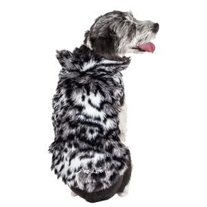Luxe Paw's Designer Gray <b>Scale</b> Tiger Pattern Mink Fur <b>Dog</b> Coat Jacket Premium Pet Clothes - Product Image 3
