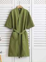 Robe de chambre de luxe en coton 100% pour femme, style premium, douce pour la peau, longue, pour l'été, grandes tailles.
