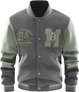 <b>Men's</b> <b>Corduroy</b> Bomber <b>Jacket</b> Solid Color Turn-down Collar Single Button Casual Autumn Wear - Product Image 1