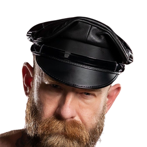 Casquette en cuir pour motard homme avec visière mate, en cuir véritable premium, imperméable, coupe structurée, en cuir de vachette, boucle argentée en cuivre - Product Image 4