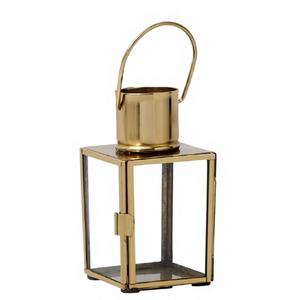 Nouvelle lanterne en métal et verre plaqué or brillant, disponible en grandes et petites tailles, pour la décoration intérieure, extérieure et de jardin. - Product Image 2