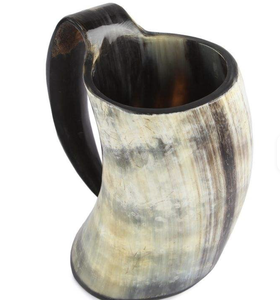 Jarra de cuerno de búfalo natural Taza de bebida decorativa de estilo Animal de la India a la venta - Product Image 4