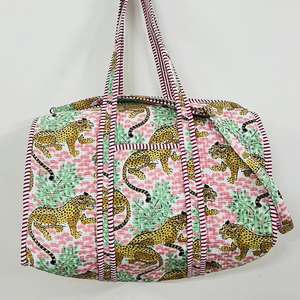 Bolsa de Viaje Ligera de Gran Capacidad, Acolchada, de Algodón con Estampado Floral, con Cierre, Estilo Indio, para Viajes de Fin de Semana - Product Image 3