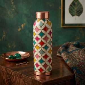 Handcraft Floral <b>Printed</b> Stainless Steel Insulated Water Bottle Reusable Travel Drinking Bottle For Home And <b>Office</b> - Product Image 1