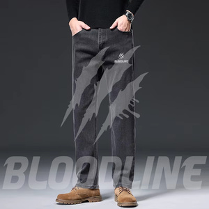 Jeans de Hombre Bloodline, Corte Recto, Color Sólido, Cintura Media, Ajuste Regular, Estilo Casual, Denim de Algodón Transpirable, Estilo Hip Hop de Verano - Product Image 3