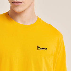 Camiseta amarilla premium de algodón de 210 g/m² para hombre, cuello redondo, ropa casual masculina de alta calidad, camiseta grande para hombre - Product Image 5