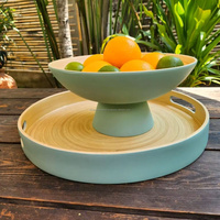 Plateau en bambou durable avec poignée, plateau de service alimentaire jetable pour la restauration, les fêtes et les événements en plein air