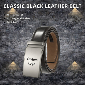 Ceinture automatique en cuir véritable avec logo personnalisé, boucle rectangulaire en acier, style formel, durable, en cuir de vachette, couleur unie - Product Image 6