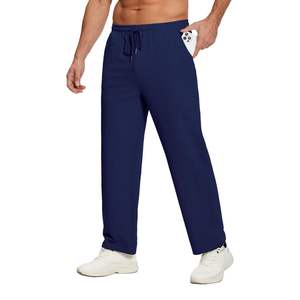 Pantalon cargo décontracté pour homme, coupe ample, bleu roi, taille mi-haute élastique avec cordon de serrage, 100% coton épais, jambe droite, confortable - Product Image 3
