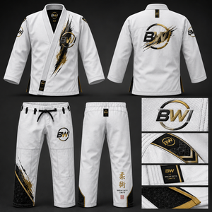 Kimono de BJJ BWI, Ropa Deportiva Blanca, 100% Algodón, Unisex, Corte Holgado, Transpirable, Antiencogimiento, 460g, Impresión por Transferencia de Calor, Personalizable - Product Image 1