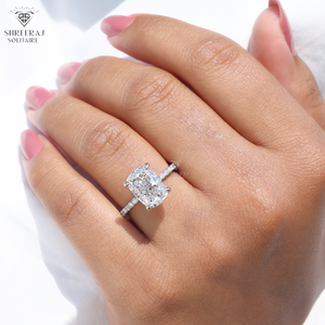 Anillo de Diamante Cultivado en Laboratorio de 5 Ct, Corte Cojín Alargado, Certificado IGI, Color F, VS1+, Oro Blanco de 14K, Anillo de Compromiso, Suministro del Fabricante - Product Image 4