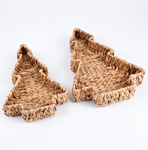 Plateau en jacinthe d'eau tressée, fabriqué au Vietnam, plateaux de rangement de haute qualité, décorations de Noël de luxe - Product Image 5