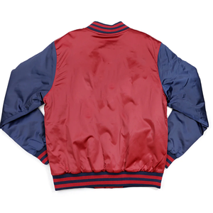 Blouson Bomber de Baseball SCSU Printemps Bicolore Premium Marron & Bleu Marine avec Logos Brodés en Satin Imperméable et Coupe-Vent - Product Image 4