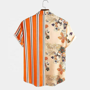 Chemise décontractée pour homme à rayures respirante 100% polyester à manches courtes style hawaïen S-5XL - Product Image 2