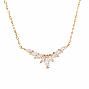 Collar de Oro Rosa de 14K con Diamante Cultivado en Laboratorio, Diseño de Hoja Marquise, Collar con Alas Marquise, Cadenas de Oro Fino, Collar para Boda - Product Image 4