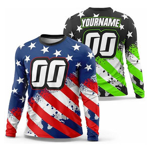 Maillot de motocross et BMX personnalisé, drapeau américain, chemise de course tout-terrain respirante à séchage rapide, manches longues, pour moto et cyclisme hors route - Product Image 1