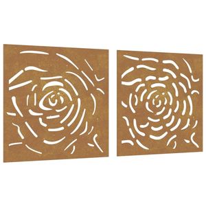 2 pezzi 21.7 "x 21.7" decorazioni murali in acciaio Corten con Design rosa per ornamenti da giardino - Product Image 2