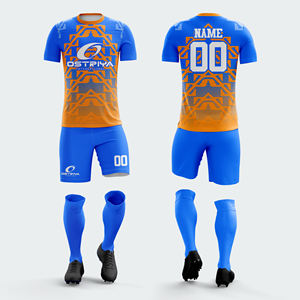 Uniformes de Fútbol Personalizados al por Mayor, Camisetas de Fútbol con Manga Corta, Logotipo Frontal, Secado Rápido, 100% Poliéster - Product Image 1
