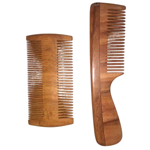 Neem Wood Dual Action Tooth Comb for <b>Beard</b> and Hair Grooming & Scalp Massage - Product Image 3