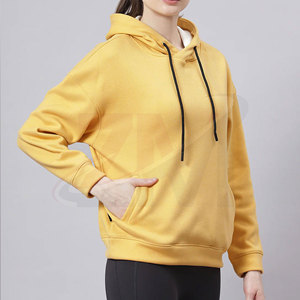 เสื้อสเวตเตอร์มีฮู้ดสีเหลืองสำหรับผู้หญิง สีพื้น แขนยาว มีกระเป๋า ระบายอากาศได้ดี ผ้าฝ้ายถัก ใส่ได้ในฤดูใบไม้ร่วง - Product Image 5