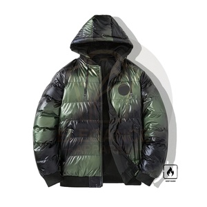 Chaqueta Acolchada Impermeable de Lona para Hombre, Cuello Alto, Logotipo Frontal, Impresión Personalizada, Servicio OEM, Superventas, para Exteriores - Product Image 1