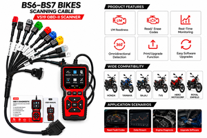 เครื่องสแกน OBD-II ไฟฟ้า V519 สำหรับวินิจฉัยรถยนต์ พร้อมจอ LCD สายสแกนสำหรับรถจักรยานยนต์ BS6-BS7 ใช้ได้กับรถทั่วไป - Product Image 3
