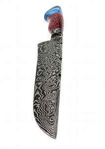 Cuchillo de Cocina de Acero de Damasco Especialmente Diseñado, Mango Híbrido de Madera Roja y Resina Azul, Herramienta Culinaria Profesional - Product Image 6