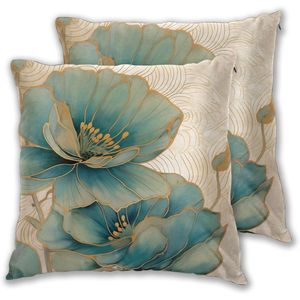 Fodere per cuscini decorativi con foglie turchesi, confezione da 2, federe per cuscini decorativi per divano, casa, soggiorno, camera da letto - Product Image 2
