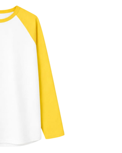 Custom Yellow <b>White</b> Raglan Long Sleeve T Shirt Men Cotton Casual Contrast Crew Neck Baseball <b>Tee</b> OEM Manufacturer Supplier - Product Image 4