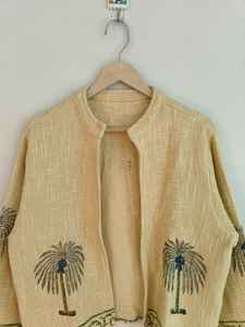 Chaqueta de Algodón con Estampado de Bloques, Estilo Boho, para Mujer, Prenda Étnica, Hecha a Mano, Regalo para Fiestas - Product Image 2