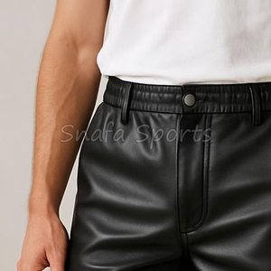 กางเกงขาสั้นหนังผู้ชายขายส่งน้ำหนักเบา สวมใส่สบาย มีเชือกผูก กางเกงขาสั้นหนังผู้ชายขายดีสำหรับฤดูร้อน - Product Image 5