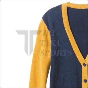 Cardigan unisexe d'hiver respirant à motif patchwork en dentelle, col en V, bouton unique, anti-plis, personnalisable en laine/nylon - Product Image 3