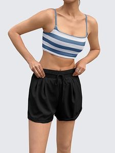 Meilleur débardeur court côtelé rayé pour femme, sans manches, col carré, extensible, pour fitness, yoga, décontracté, prêt à être expédié - Product Image 5