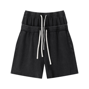 Pantalones Cortos de Algodón 100% Vintage de Cintura Media Lavados, de Doble Cintura, Oversize, Casuales, Lisos, con Logo Personalizado, Venta al por Mayor - Product Image 3